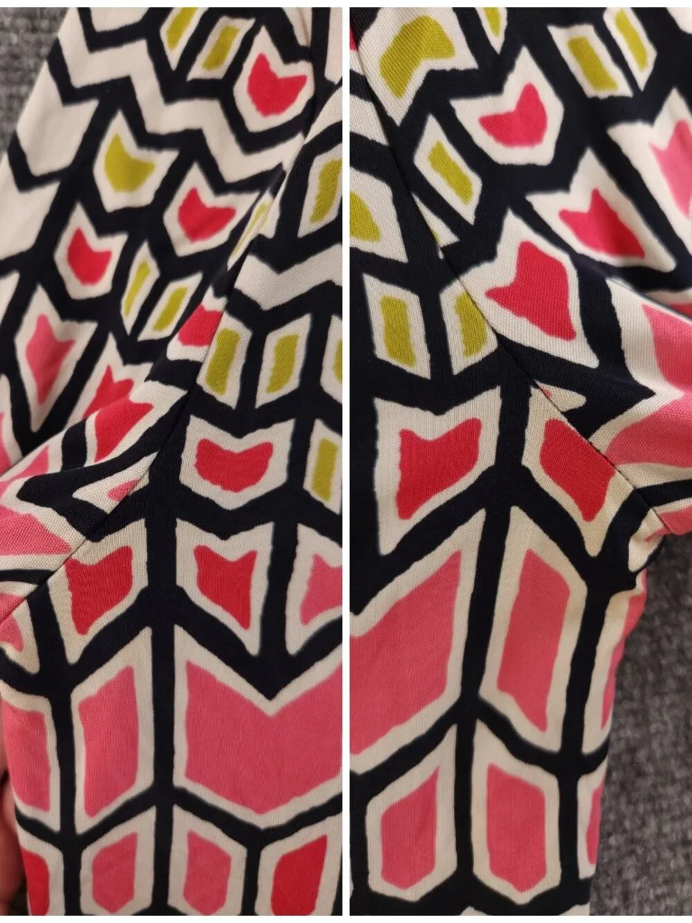 TORY BURCH Women All Silk Geometric Beaded Pullover V Neck Small Shirt Top
